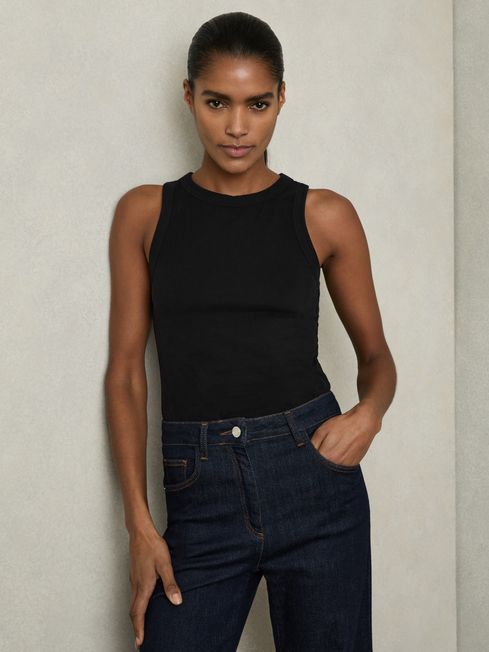 Reiss Black Betty Stretch-Cotton Racerback Vest
