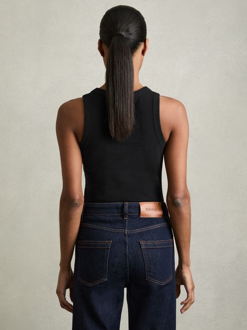 Reiss Black Betty Stretch-Cotton Racerback Vest
