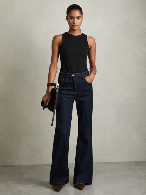 Reiss Black Betty Stretch-Cotton Racerback Vest