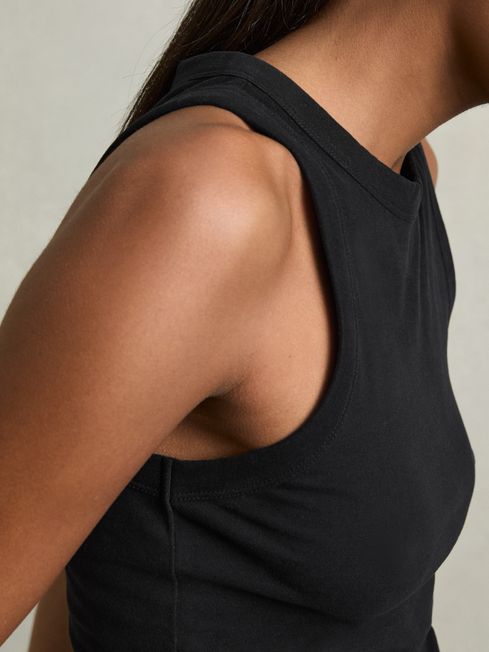 Reiss Black Betty Stretch-Cotton Racerback Vest