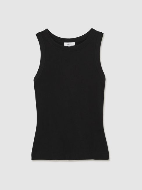 Reiss Black Betty Stretch-Cotton Racerback Vest