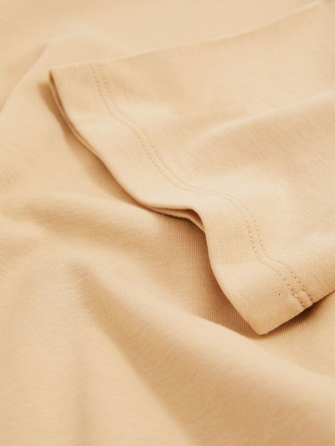 Reiss Sand Alex Stretch-Cotton Cropped T-Shirt