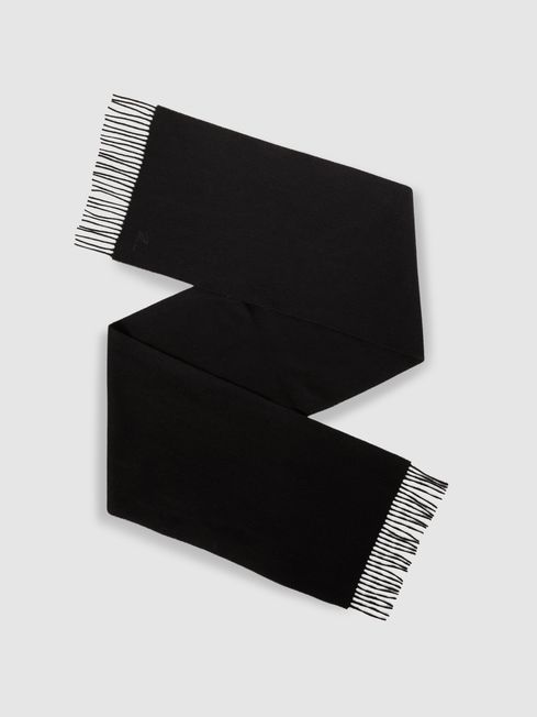 Reiss Black Picton Wool and Cashmere Scarf