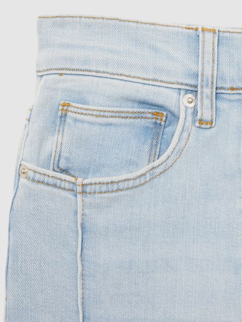 Stretch-Cotton Wide-Leg Jeans in Light Blue