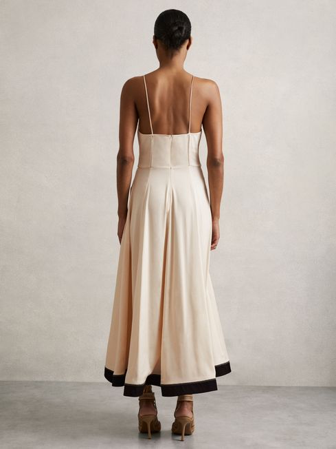Reiss Neutral Virginia Atelier Corset Midi Dress