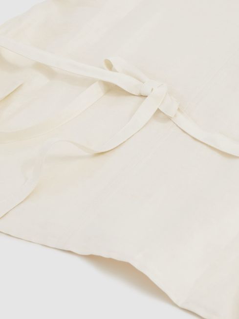 Reiss Cream Soleya Linen-Blend Cap-Sleeve T-Shirt