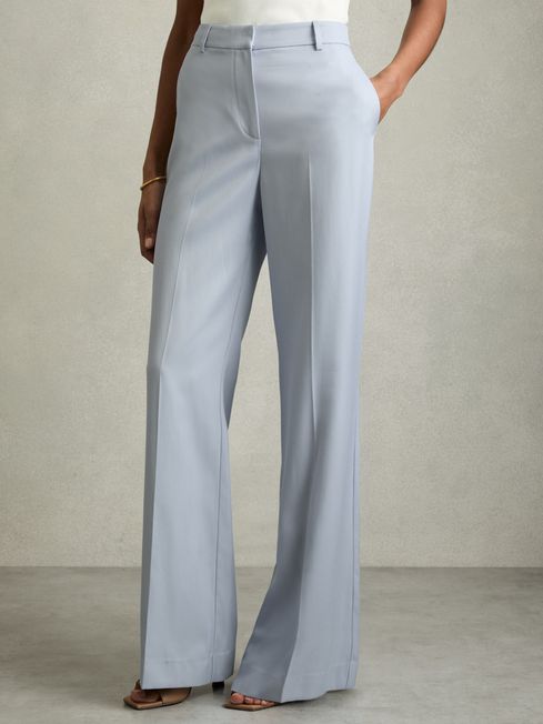 Reiss Blue Millie Petite Wide-Leg Tailored Trousers