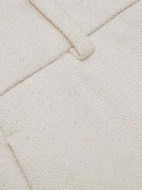 Reiss White Devon Linen-Blend Wide-Leg Trousers