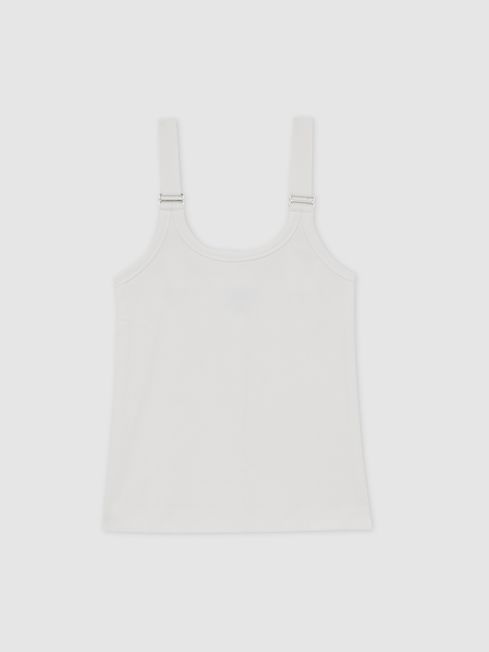 Reiss White Isabella Stretch-Cotton D-Ring Strap Vest