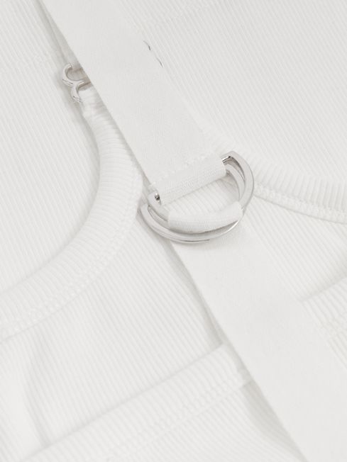 Reiss White Isabella Stretch-Cotton D-Ring Strap Vest