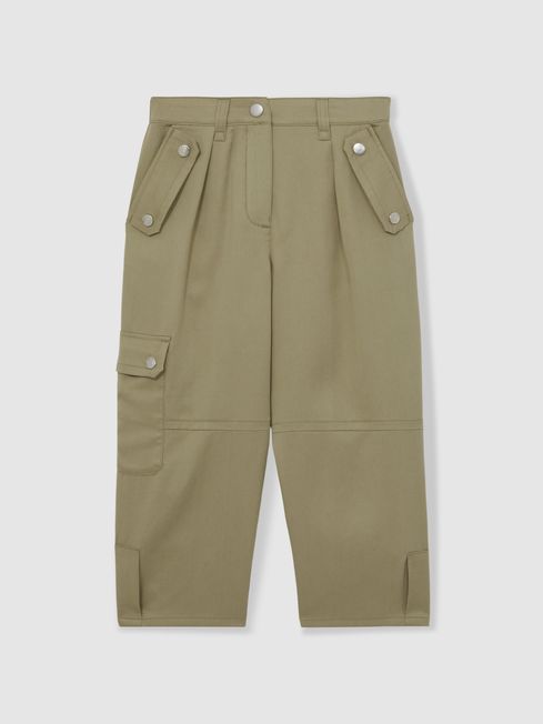 Reiss Khaki Cleaton Lyocell-Linen Cargo Trousers