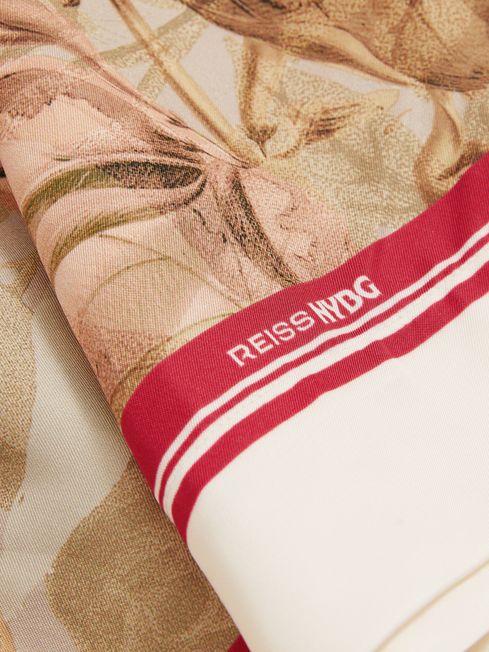 Reiss Light Khaki Santana Reiss | NYBG Satin Floral-Print Shorts