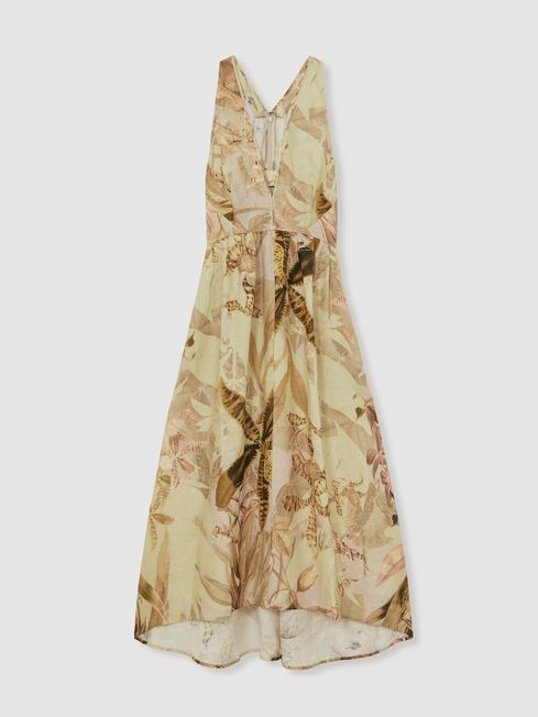 Reiss Neutral Anna Reiss | NYBG Linen Floral Midi Dress
