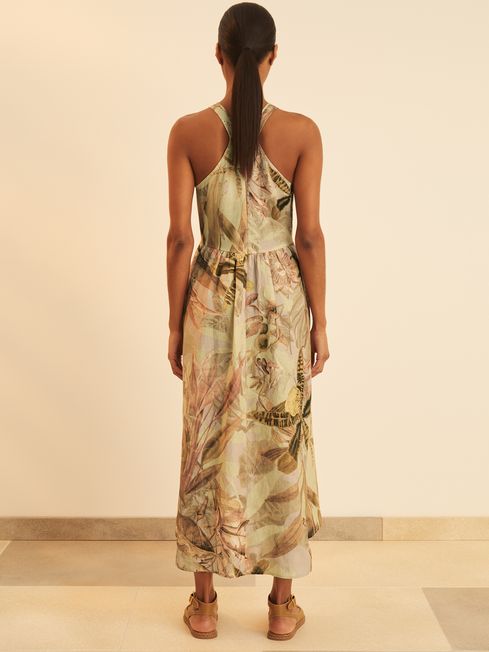 Reiss Neutral Anna Reiss | NYBG Linen Floral Midi Dress