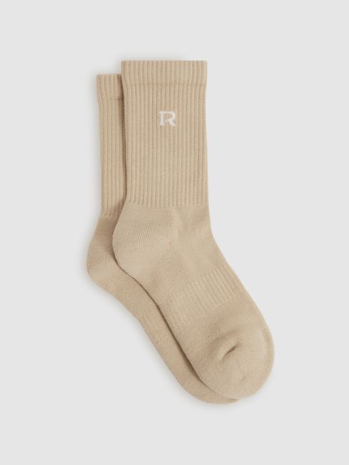 Reiss Stone Rihanna Cotton-Blend Logo-Embroidered Crew Socks