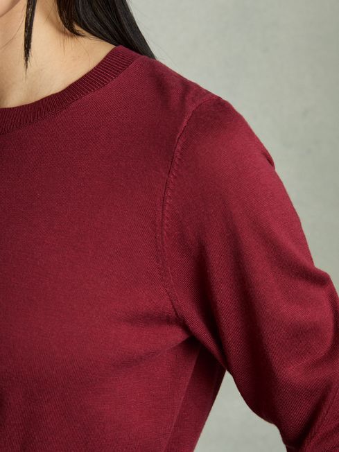 Reiss Red Wendy Fine-Knit Crew-Neck Jumper With Cashmere