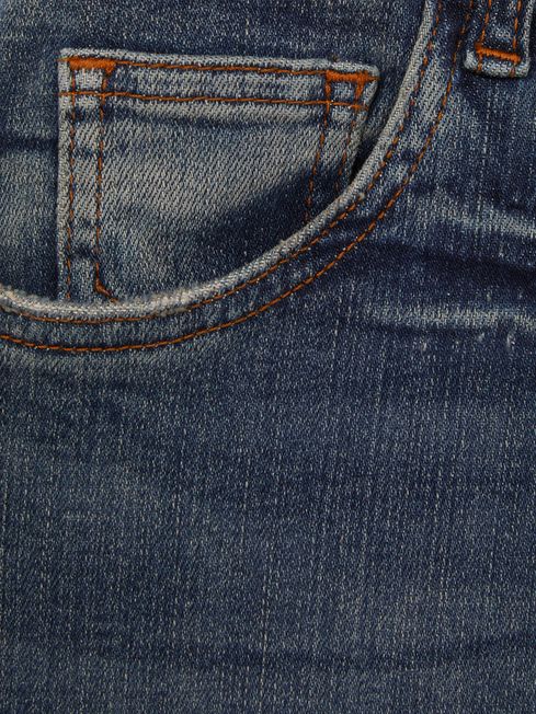 Reiss Mid Blue Bonnie Petite Mid-Rise Flared Jeans