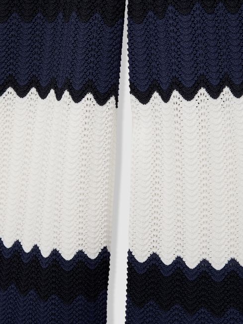 Reiss Navy Alba 9-13 yrs Zig-Zag Pointelle-Knit Trousers