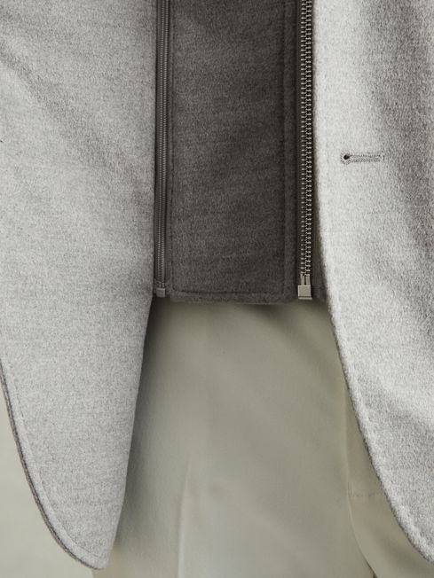 Reiss Grey Patch Regular-Fit Single-Breasted Blazer With Gilet Insert