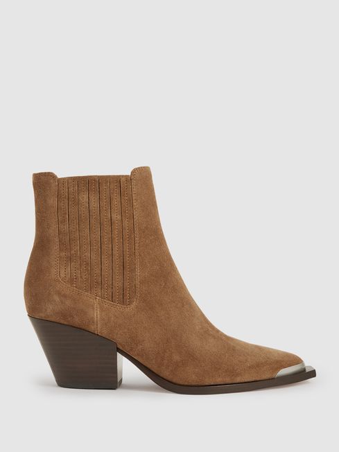 Tan block heel ankle boots best sale