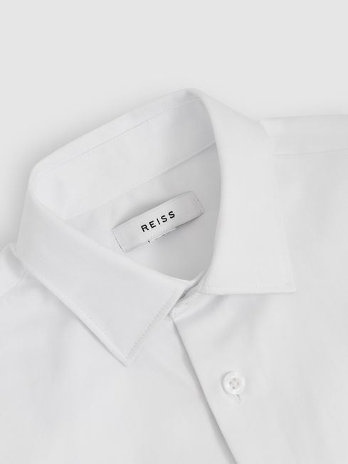 Reiss White Woods Cotton Slim-Fit Short-Sleeve Shirt