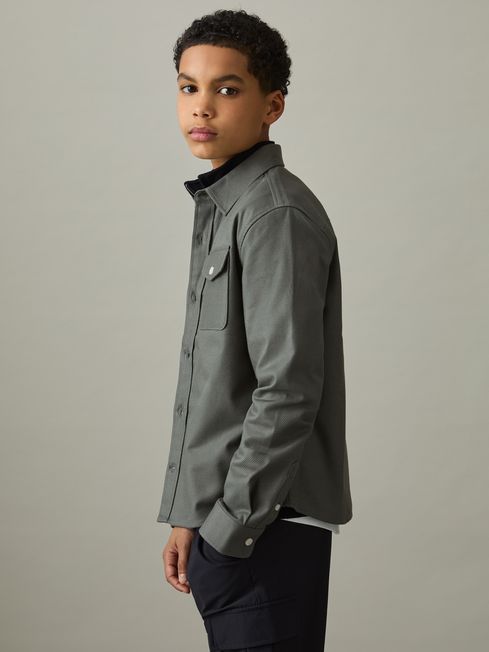 Reiss Sage Whisper 3-9 yrs Twin Pocket Textured Overshirt