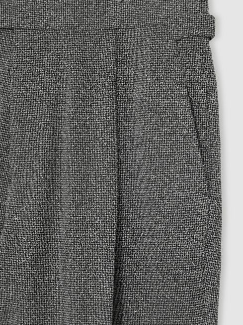 Reiss Soft Grey Cut Puppytooth-Check Tailored Trousers