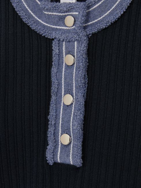 Reiss Navy Ruby 13-14 yrs Contrast-Trim Rib-Knit Dress