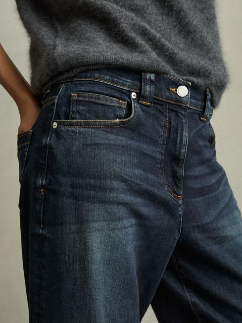 Reiss Dark Blue Myrtle Denim Culotte Jeans