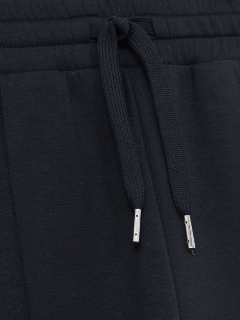 Reiss Navy Sophia Jersey Pintuck Drawstring Joggers