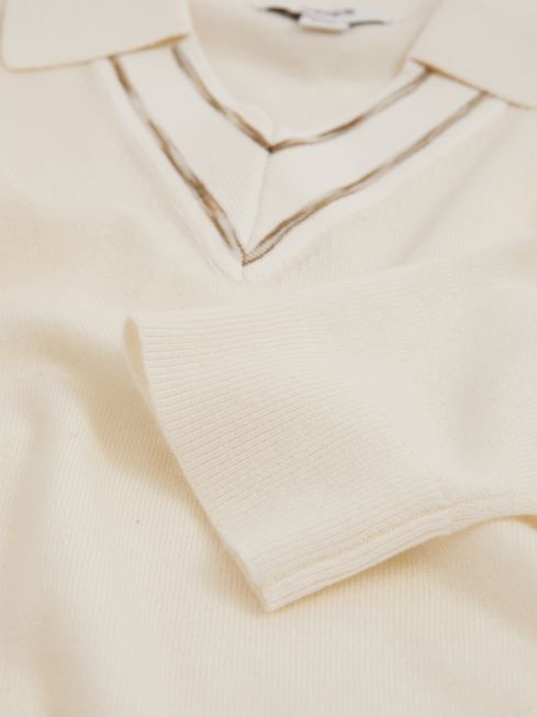 Reiss Ivory Neena 13-14 yrs Wool Collared Cricket Jumper