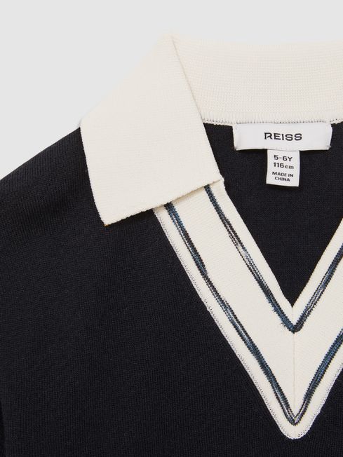 Reiss Navy Neena 4-9 yrs Wool Collared Cricket Jumper