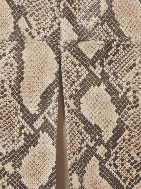 Leather Snakeskin Effect Pencil Skirt in Neutral REISS USA