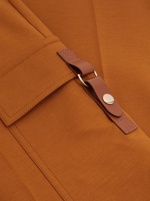 Wide-Leg Combat Trousers With Cotton in Rust