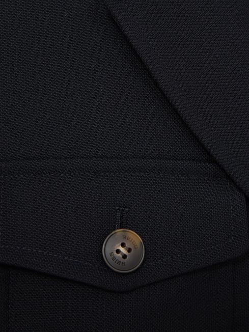 Reiss Navy Madison Petite Wool-Blend Single-Breasted Coat