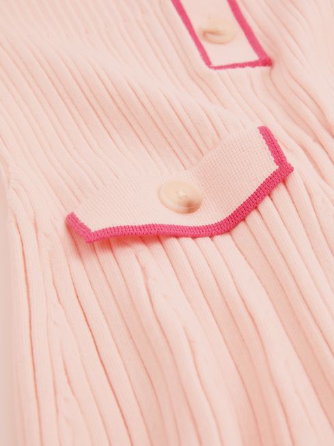 Reiss Pink Sofia 13-14 yrs Rib-Knit Button-Down Dress