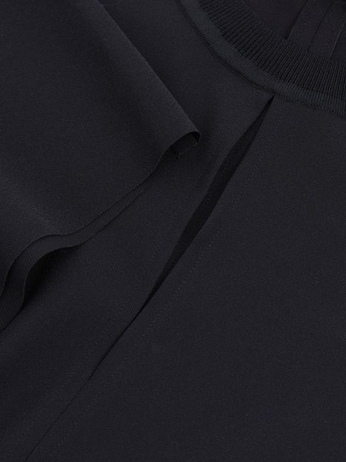 Reiss Navy Tania Draped Sleeve Top
