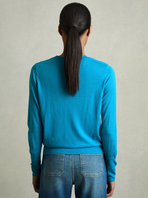 Reiss Blue Wendy Fine-Knit Crew-Neck Jumper With Cashmere