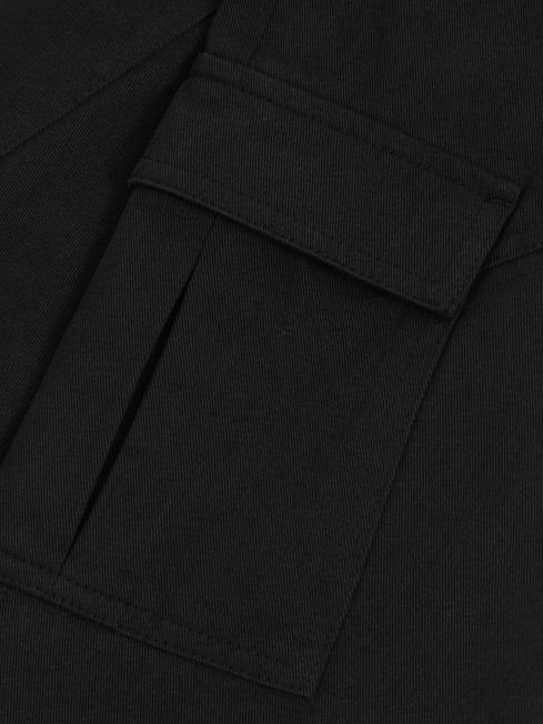 Reiss Black Todd 13-14 yrs 100% Cotton Straight Leg Cargo Trousers