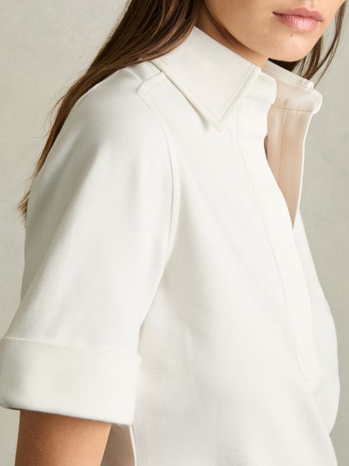 Reiss Cream Astrid Open-Collar Polo Shirt