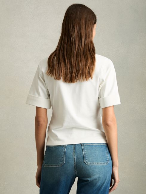 Reiss Cream Astrid Open-Collar Polo Shirt