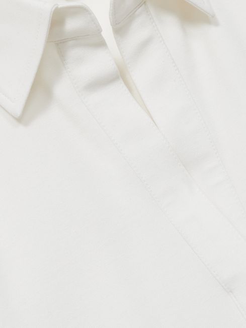Reiss Cream Astrid Open-Collar Polo Shirt