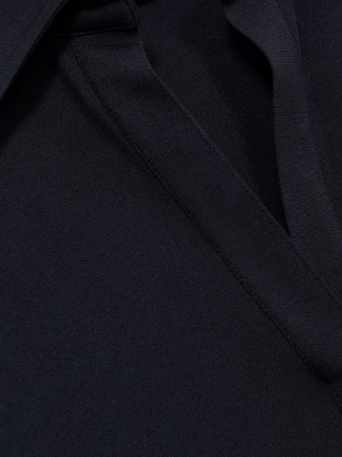 Reiss Navy Astrid Open-Collar Polo Shirt