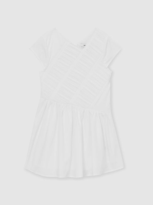 Reiss Ivory Bessie Cotton Tucked-Pleat Dress