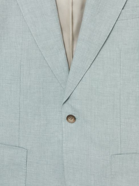 Reiss Ocean Green Warner Linen Single-Breasted Slim Fit Suit Blazer