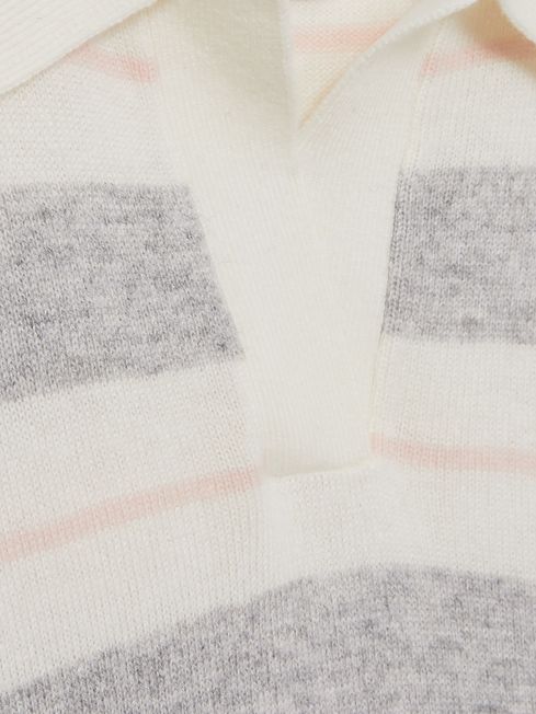 Reiss Grey Eden 4-9 yrs Wool-Blend Striped Collared Jumper With Cashmere
