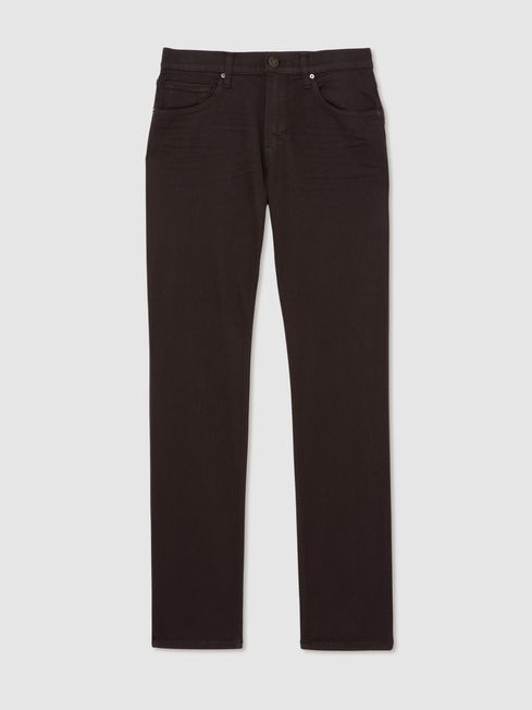 Paige Slim Straight-Leg Chocolate/Black Jeans