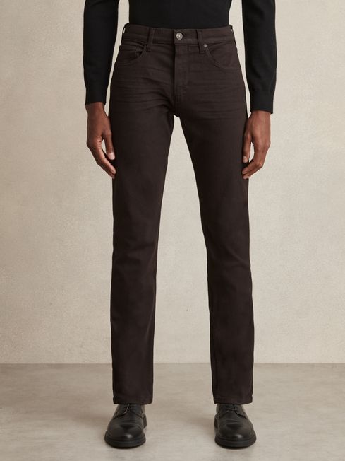 Paige Slim Straight-Leg Chocolate/Black Jeans