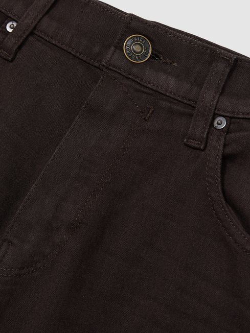 Paige Slim Straight-Leg Chocolate/Black Jeans