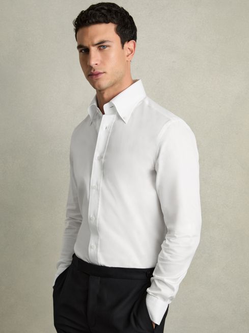 Reiss White Allora Regular-Fit Cotton Button-Down Shirt